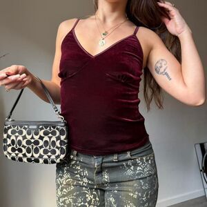 Vintage 90s Burgundy Velvet Camisole Tank